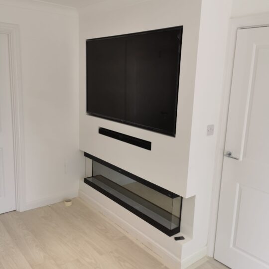 Custom Built Media Wall And Electric Fireplace in Greenhithe, UK