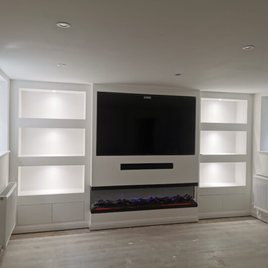 Media Wall And Fireplace Installation in Greenhithe, UK